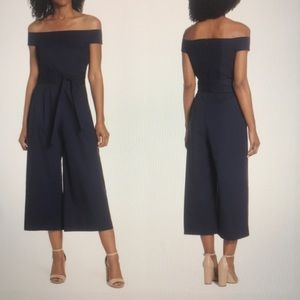 Chelsea28 Off the Shoulder Tie Waist Crop Jumpsuit